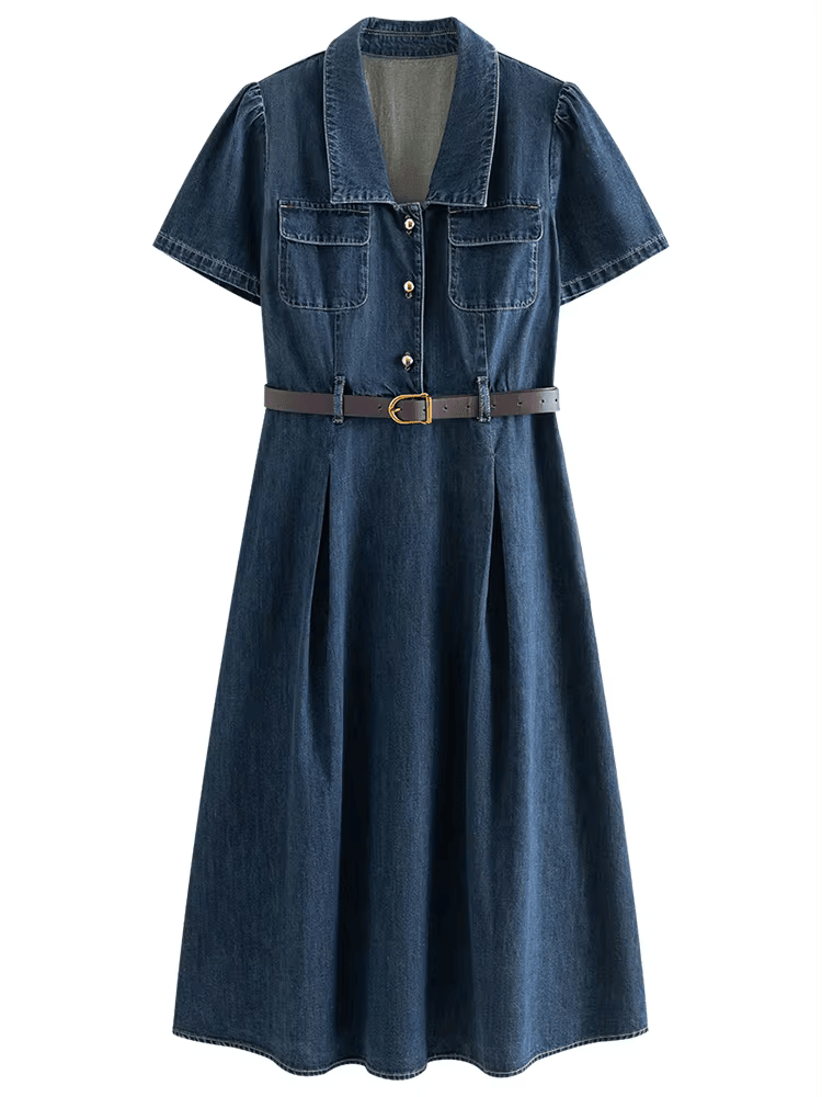 Robe en Jean Rétro Élégante au Tempérament Français pour Femme - Taille Haute, Design Estival Polyvalent