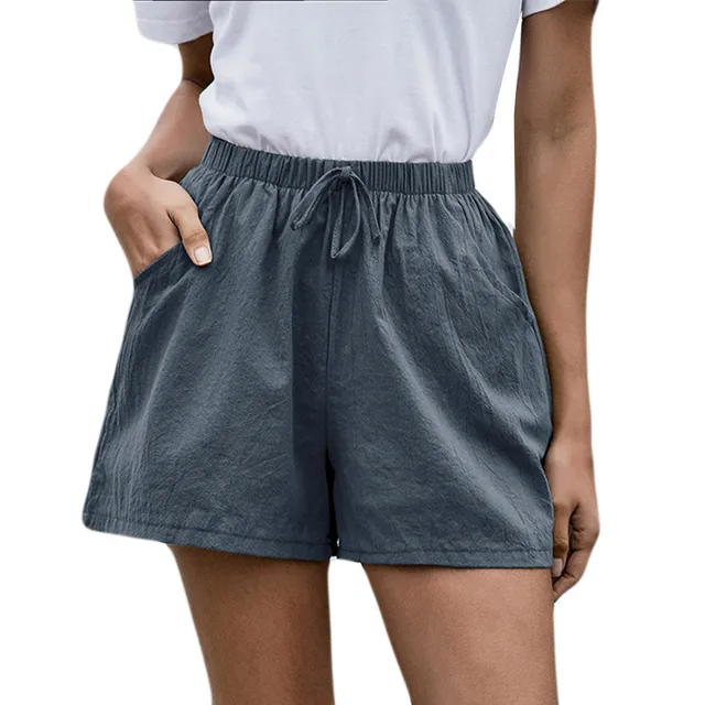 Shorts en Coton et Lin Taille Haute pour Femme - Décontractés d'Été pour Gym et Course