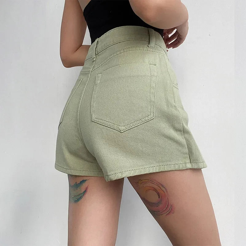 Skort en Denim Chic Molinna – Design Asymétrique Superposé avec Légères Détresses